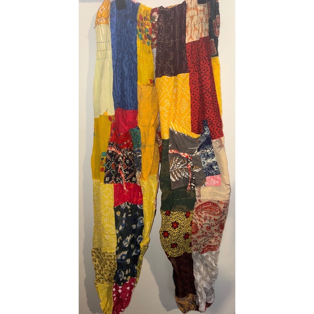 Kathmandu Imports Womens Cotton Patchwork Boho Harem Jogger Pants Multicolor